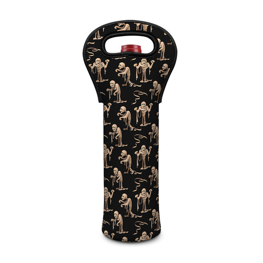 Halloween Mummy Pattern Print Single Neoprene Wine Tote