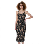 Halloween Mummy Pattern Print Slim Fit Midi Cami Dress