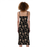 Halloween Mummy Pattern Print Slim Fit Midi Cami Dress