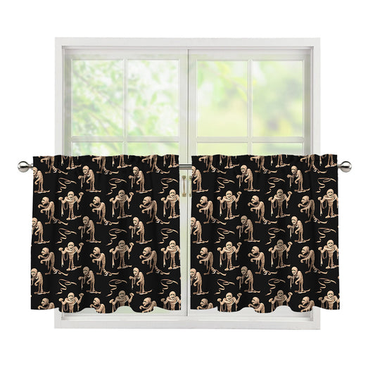 Halloween Mummy Pattern Print Tier Curtains