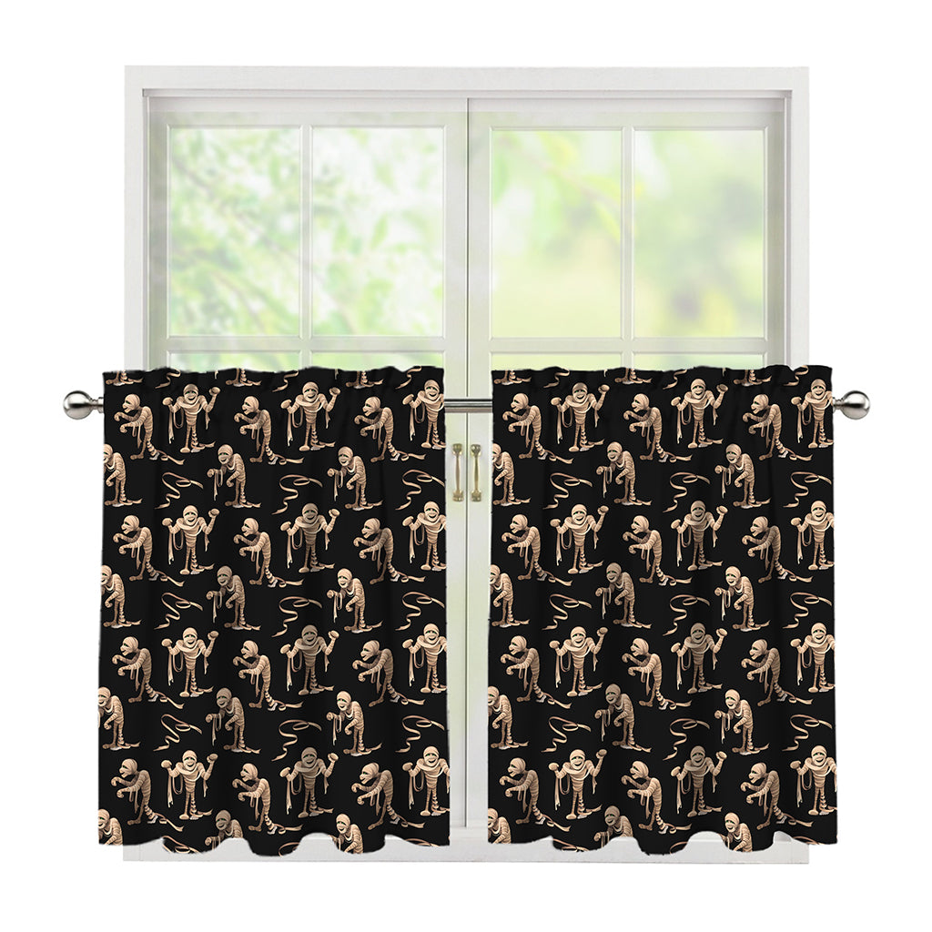 Halloween Mummy Pattern Print Tier Curtains