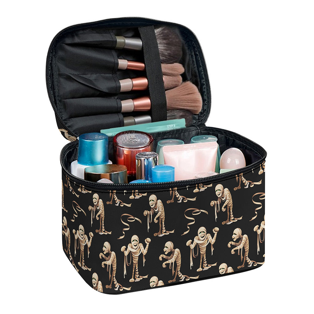 Halloween Mummy Pattern Print Travel Makeup Bag