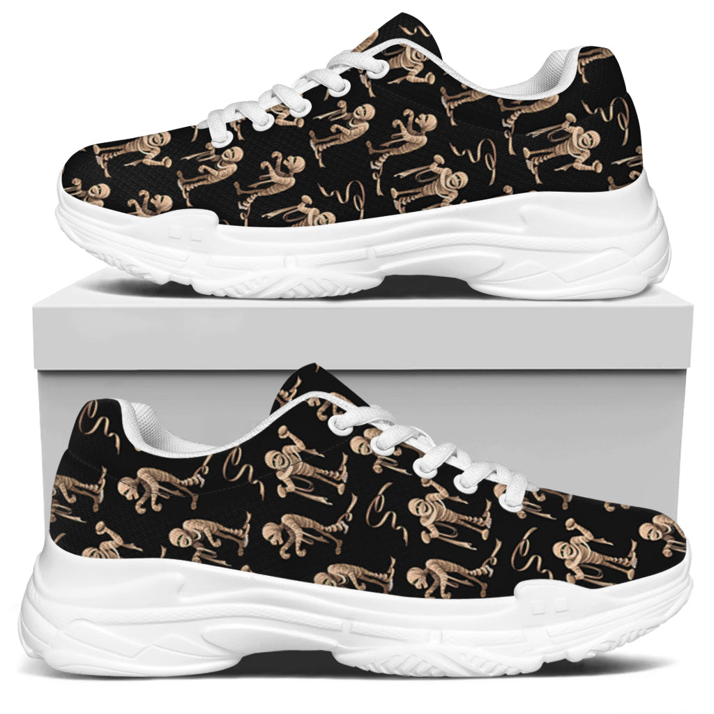 Halloween Mummy Pattern Print White Chunky Shoes