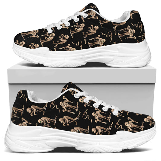 Halloween Mummy Pattern Print White Chunky Shoes