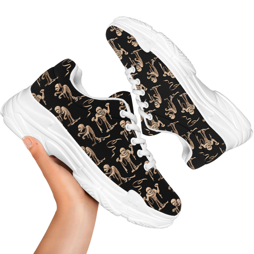 Halloween Mummy Pattern Print White Chunky Shoes