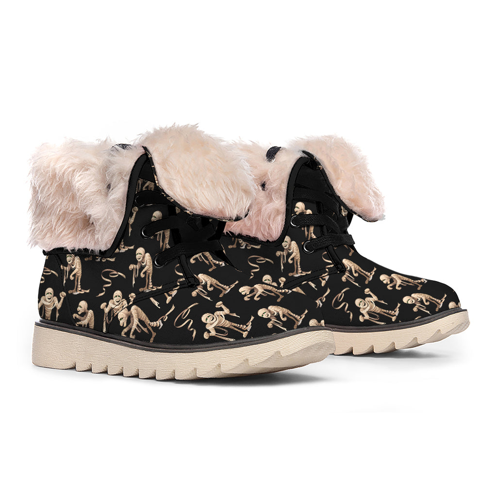 Halloween Mummy Pattern Print Winter Boots