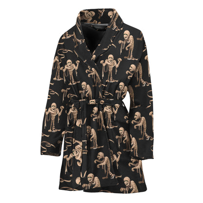 Halloween Mummy Pattern Print Women's Bathrobe