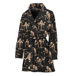 Halloween Mummy Pattern Print Women's Bathrobe