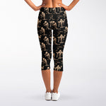 Halloween Mummy Pattern Print Women's Capri Leggings