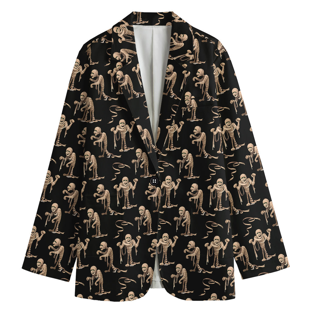 Halloween Mummy Pattern Print Women's Cotton Blazer