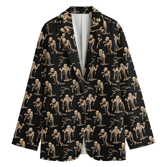 Halloween Mummy Pattern Print Women's Cotton Blazer