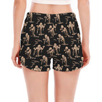Halloween Mummy Pattern Print Women's Split Running Shorts