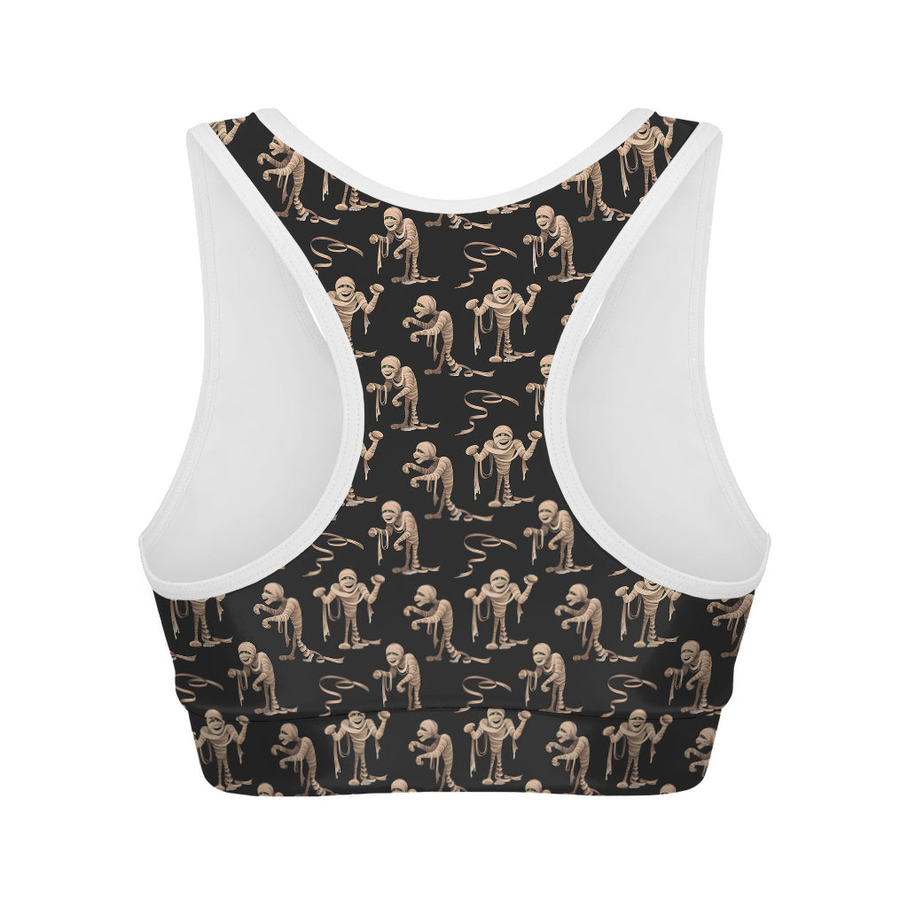 Halloween Mummy Pattern Print Women's Sports Bra