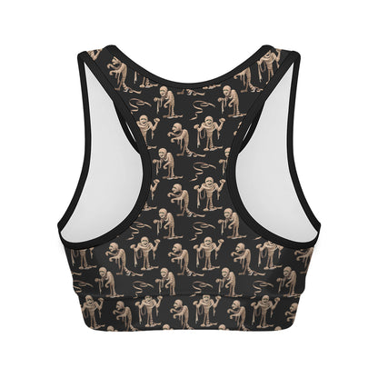 Halloween Mummy Pattern Print Women's Sports Bra