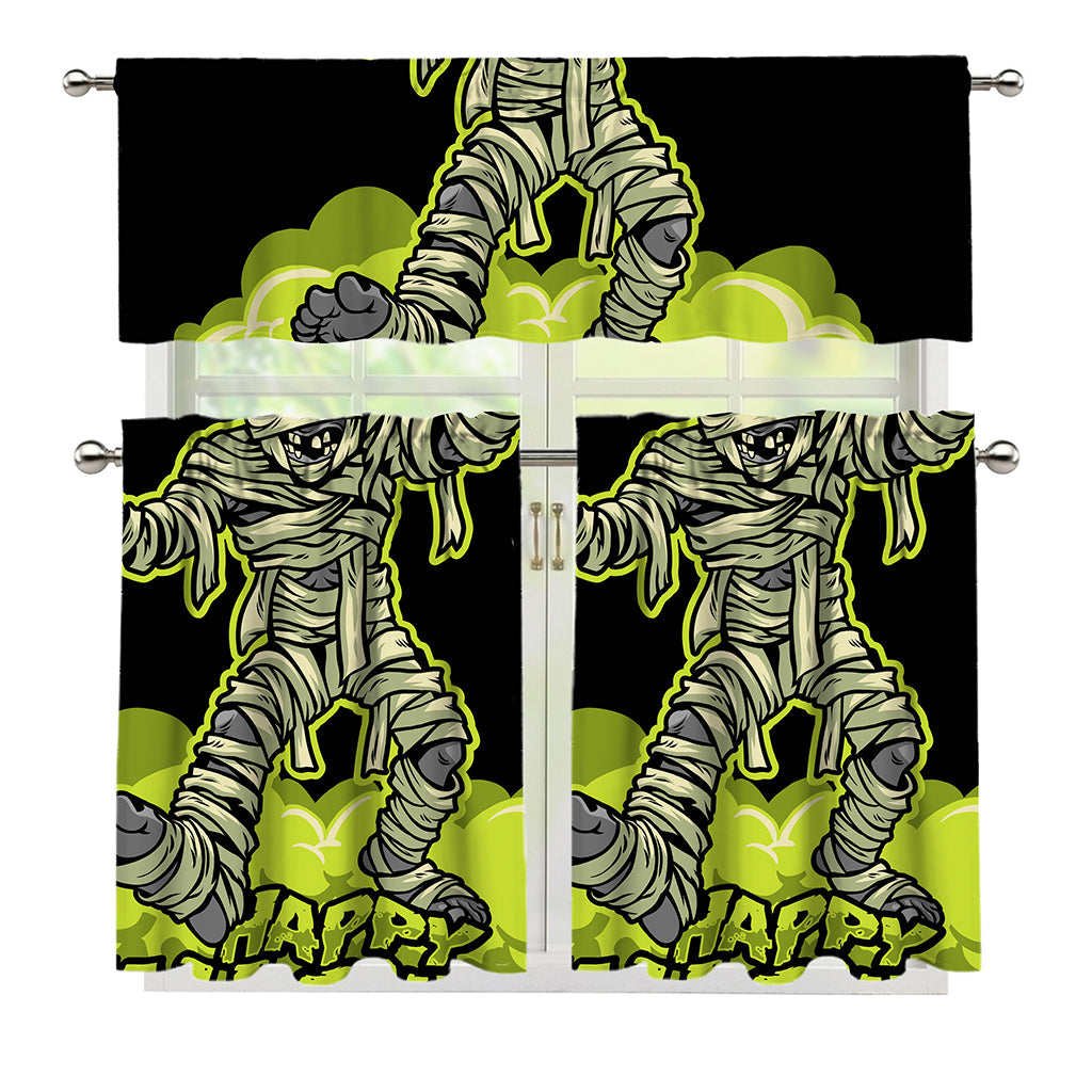 Halloween Mummy Print 3 Piece Kitchen Curtains