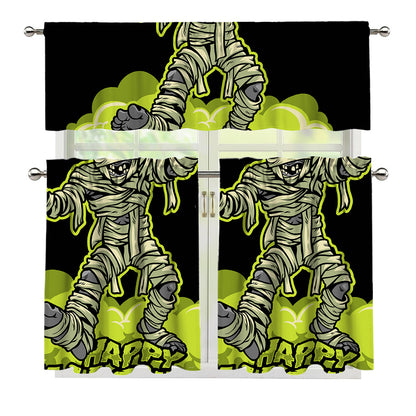 Halloween Mummy Print 3 Piece Kitchen Curtains