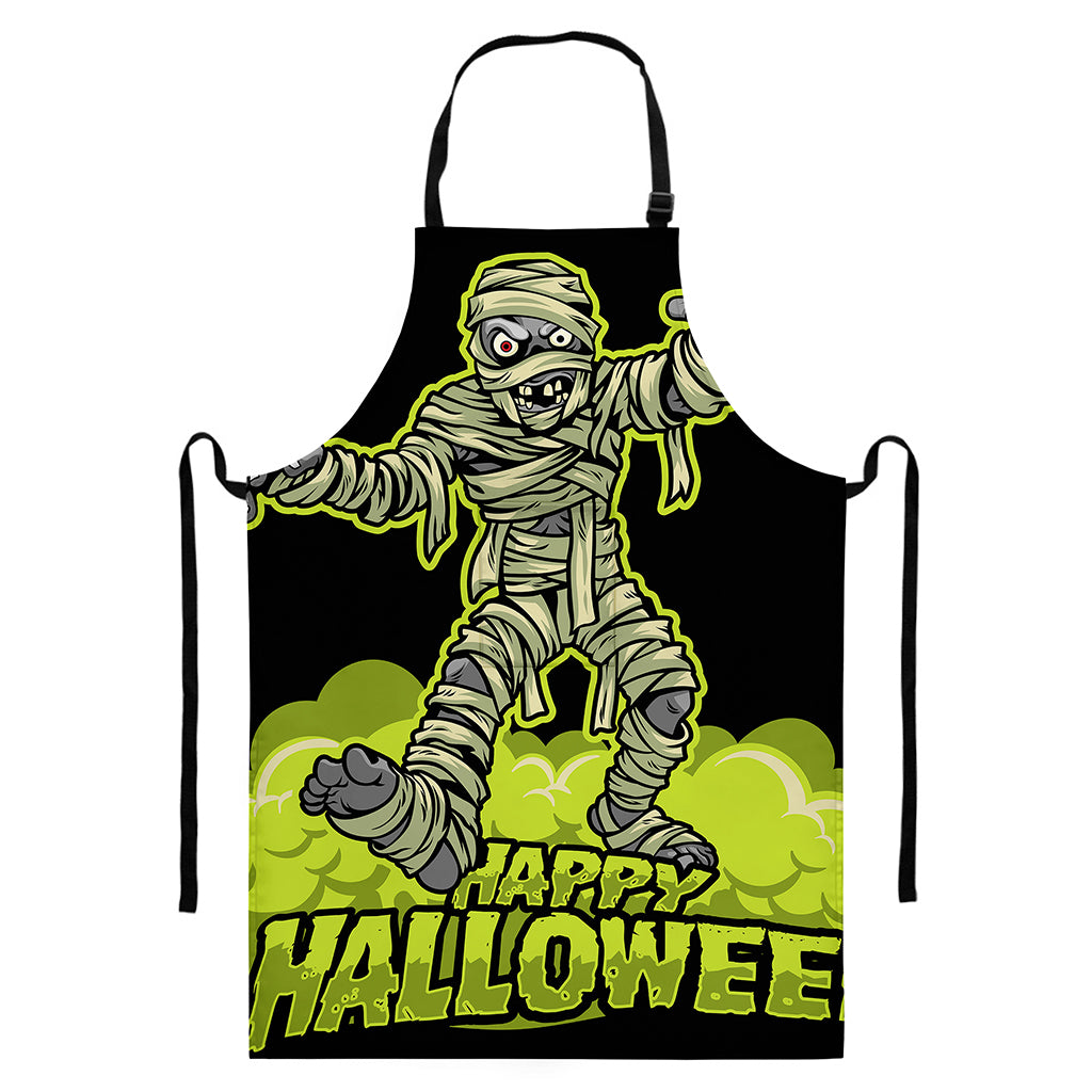 Halloween Mummy Print Bib Apron With Pocket