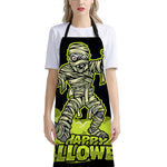 Halloween Mummy Print Bib Apron With Pocket