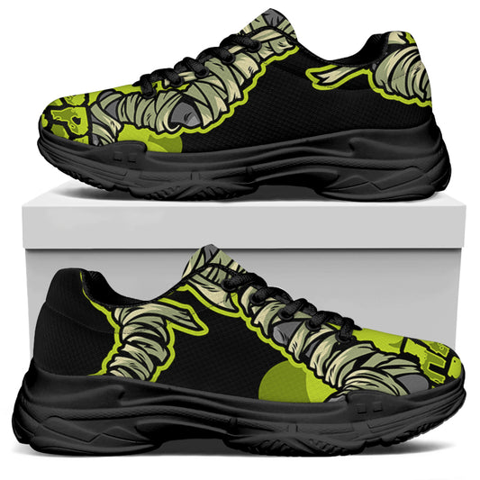 Halloween Mummy Print Black Chunky Shoes