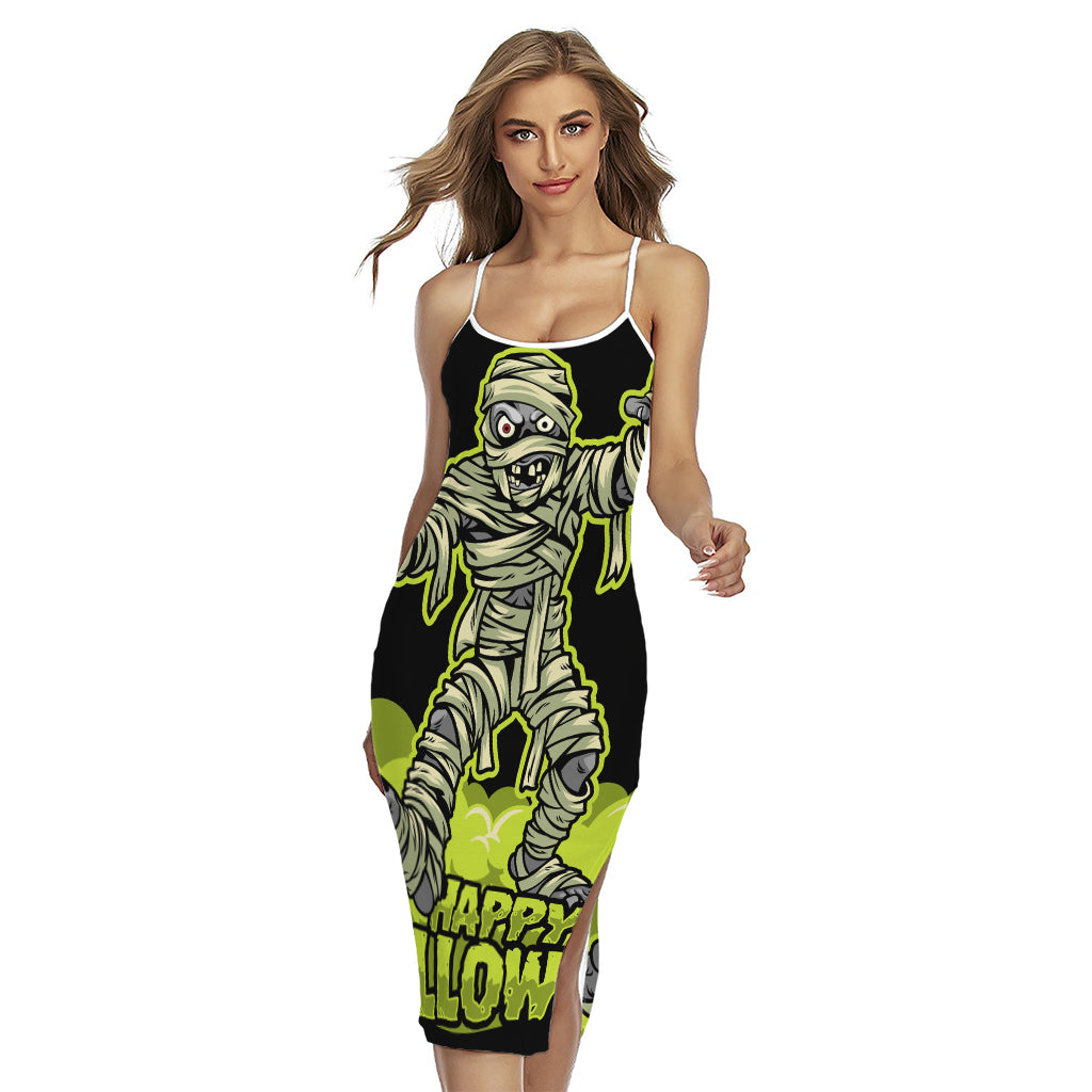 Halloween Mummy Print Cross Back Cami Dress