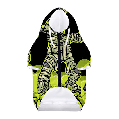 Halloween Mummy Print Dog Zip Up Hoodie