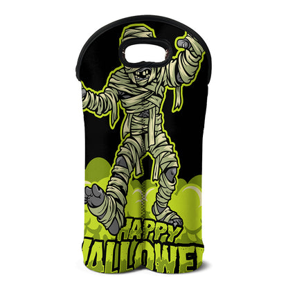 Halloween Mummy Print Double Neoprene Wine Tote