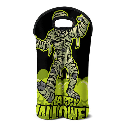 Halloween Mummy Print Double Neoprene Wine Tote
