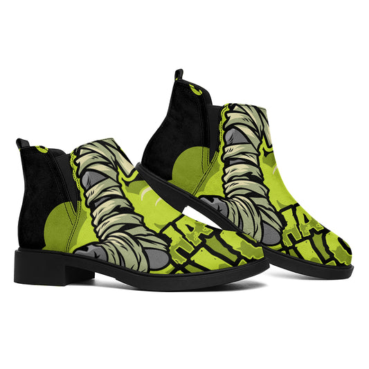 Halloween Mummy Print Flat Ankle Boots