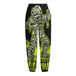 Halloween Mummy Print Fleece Lined Knit Pants