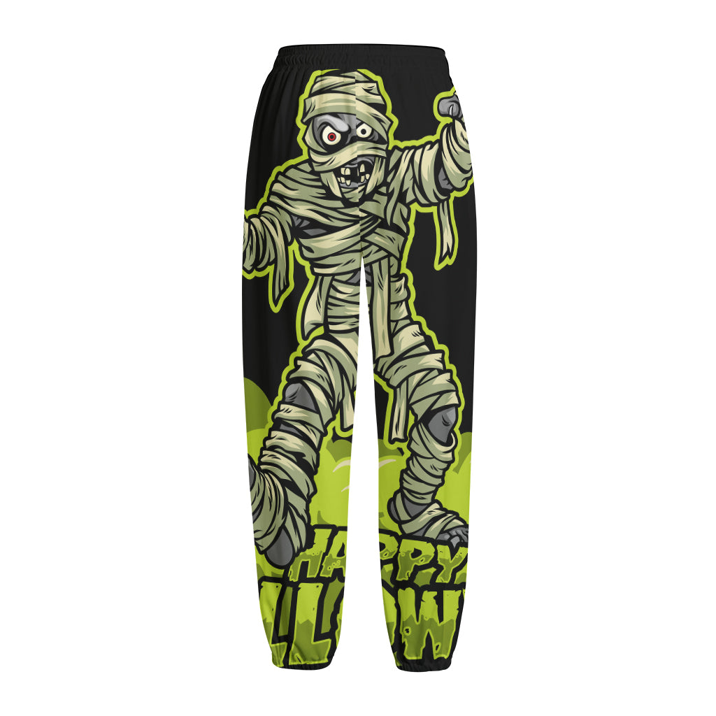 Halloween Mummy Print Fleece Lined Knit Pants