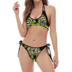 Halloween Mummy Print Halter Scoop Tie Side Bikini