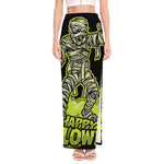 Halloween Mummy Print High Slit Maxi Skirt