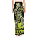 Halloween Mummy Print High Slit Maxi Skirt