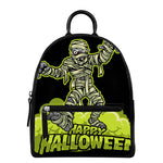 Halloween Mummy Print Leather Backpack