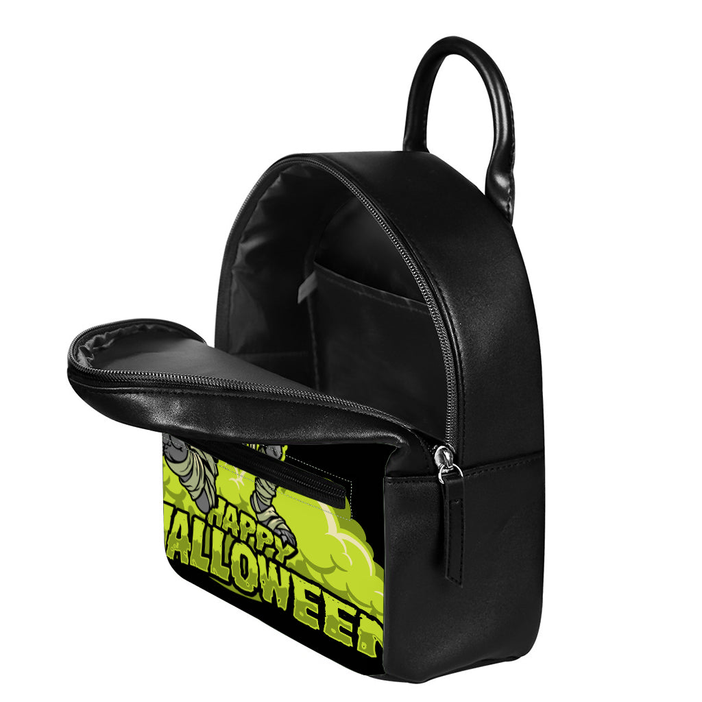 Halloween Mummy Print Leather Backpack