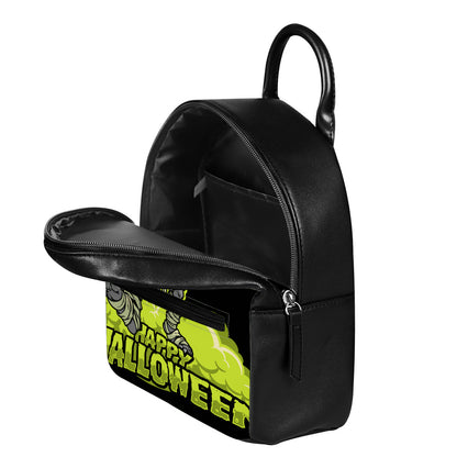 Halloween Mummy Print Leather Backpack