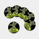 Halloween Mummy Print Leather Coaster Set