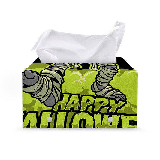Halloween Mummy Print Leather Tissue Box Cover