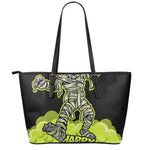 Halloween Mummy Print Leather Tote Bag
