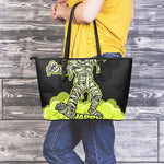 Halloween Mummy Print Leather Tote Bag