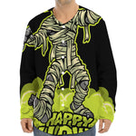 Halloween Mummy Print Long Sleeve Baseball Jersey