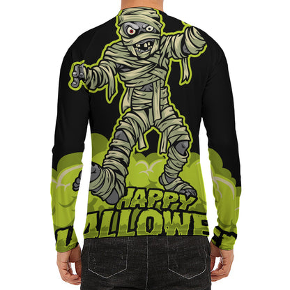 Halloween Mummy Print Men's Long Sleeve Rash Guard
