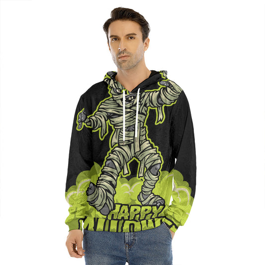 Halloween Mummy Print Men's Velvet Pullover Hoodie