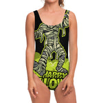 Halloween Mummy Print One Piece Swimsuit
