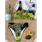 Halloween Mummy Print One Shoulder Bikini Top