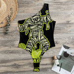 Halloween Mummy Print One Shoulder Bodysuit