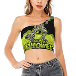Halloween Mummy Print One Shoulder Crop Top