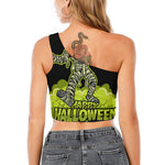 Halloween Mummy Print One Shoulder Crop Top