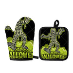 Halloween Mummy Print Oven Mitt And Pot Holder Set