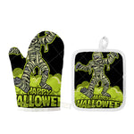 Halloween Mummy Print Oven Mitt And Pot Holder Set